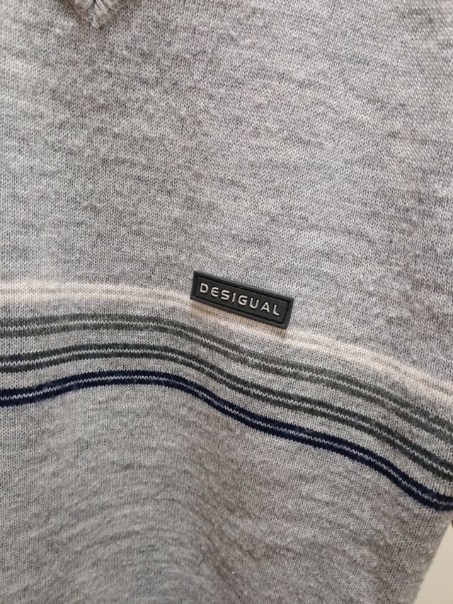 Jersey Desigual Vintage Cuello Pico Gris