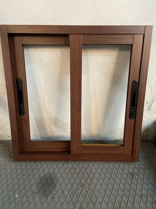 Ventana corredera aluminio imitación madera