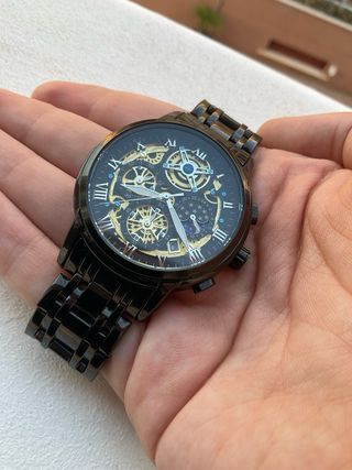 Reloj de Hombre Deportivo Lujoso Negro/Dorado