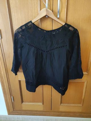 Camisa de encaje negra
