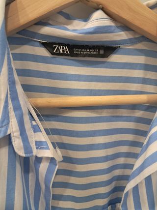 Camisa Zara Rayas Azul Talla M