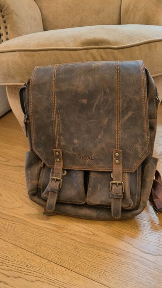 Mochila artesanal de cuero Vidal marrón