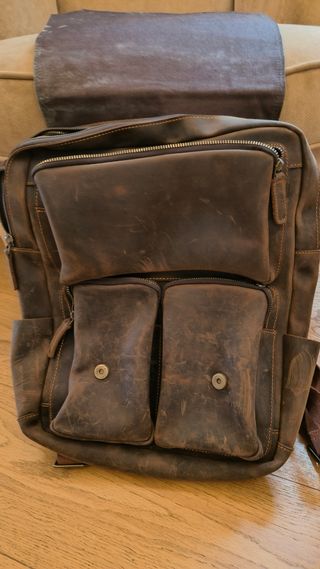 Mochila artesanal de cuero Vidal marrón