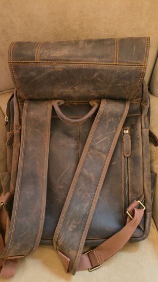 Mochila artesanal de cuero Vidal marrón