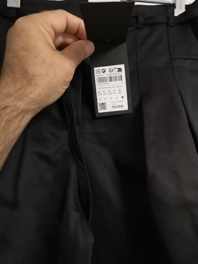 Pantalones anchos negros mujer