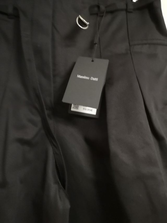 Pantalones anchos negros mujer