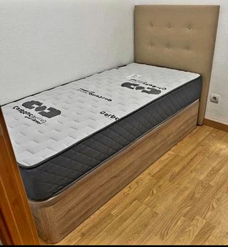 Cama Matrimonial con Canapé y Colchón de Soporte 