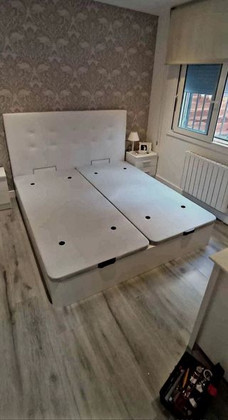 Cama Matrimonial con Canapé y Colchón de Soporte 
