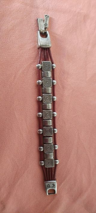Pulsera cuero y plata Argento burdeos