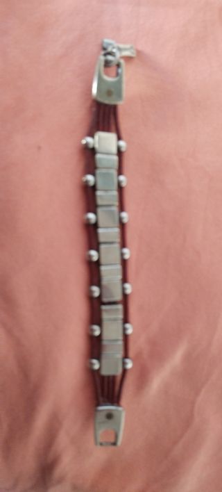 Pulsera cuero y plata Argento burdeos