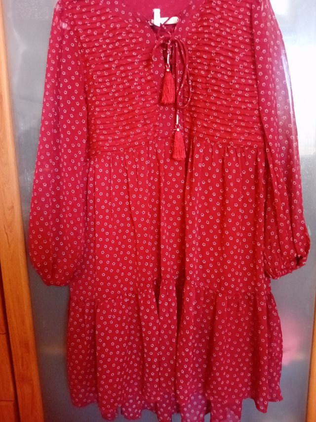 Vestido rojo estampado floral