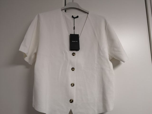 Chaleco Massimo Dutti Blanco Mujer