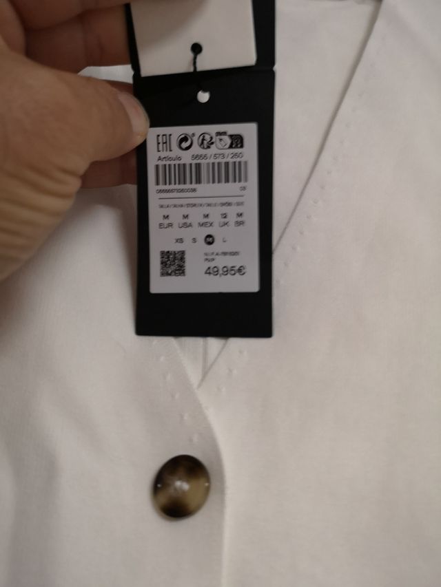 Chaleco Massimo Dutti Blanco Mujer