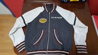Bomber Replay Vintage. Azul marino y blanco.