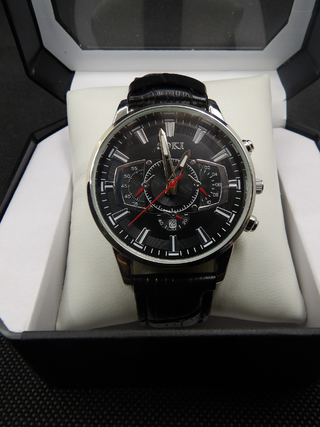 Orologio Uomo Sportivo Stile Crono Nero Argento