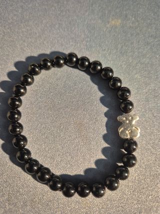 Pulsera Tous Oso Plata y Piedras Negras