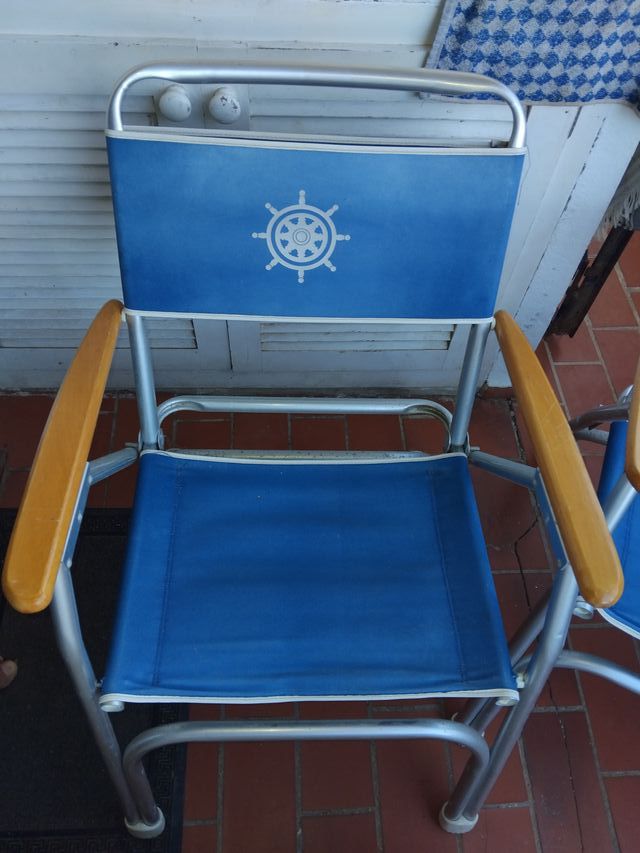Silla de playa plegable azul