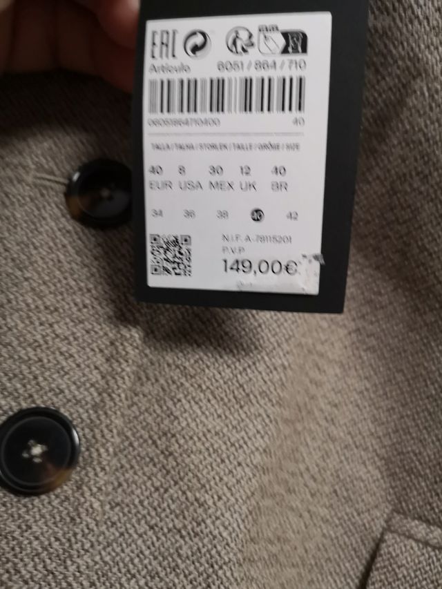 Chaqueta Massimo Dutti Beige/Gris