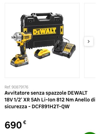 Avvitatore DEWALT 18V DCF891H2T-QW