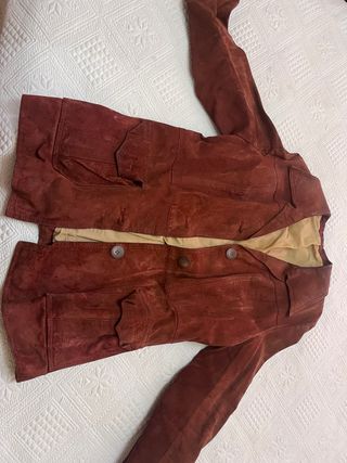 Chaqueta ante vintage marrón/rojo