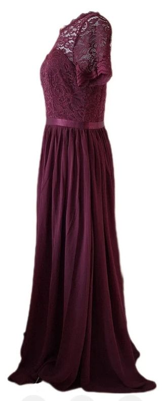 Vestido largo morado encaje