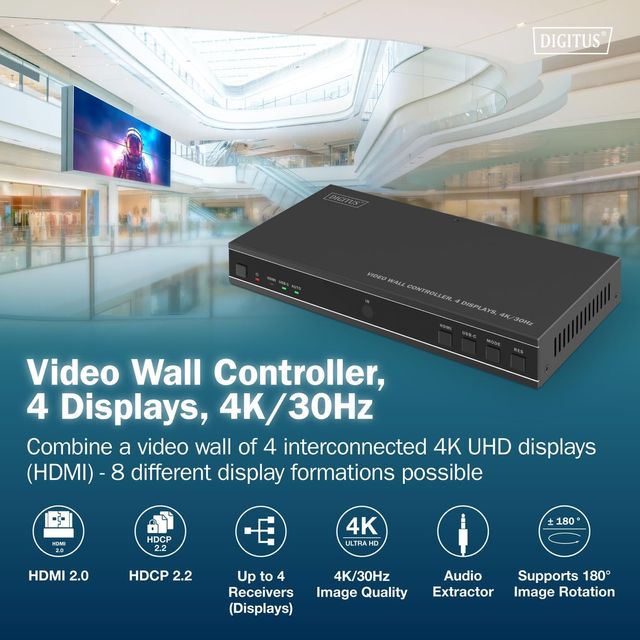 Controlador de videowall HDMI UHD 4K 60Hz Digitus
