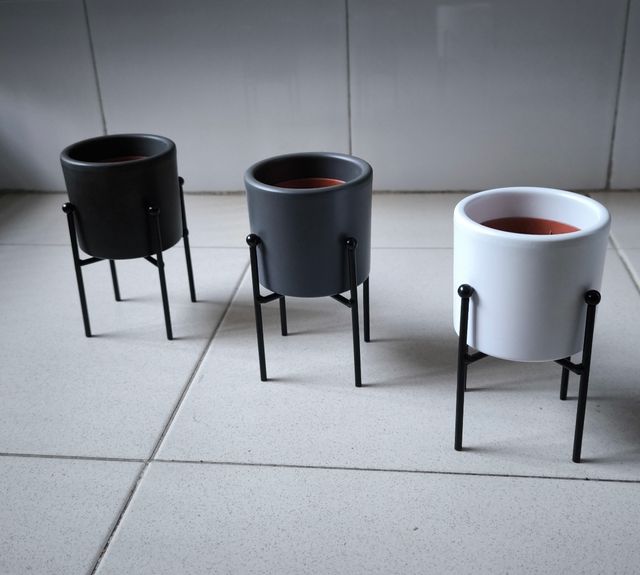 Mini maceteros/portavelas con soporte