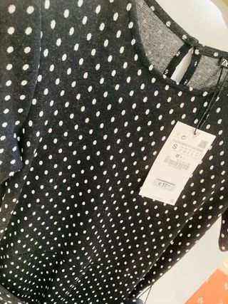 Vestido Zara lunares negro talla S