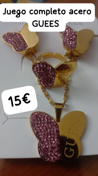 Juego Joyas Acero Inoxidable Guess Mariposa