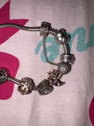 Pulsera Pandora Plata Corazón y Dijes