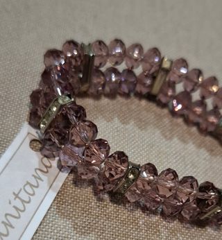 Pulsera imitacion cristal morado y plata