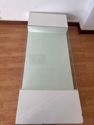 Mesa de centro cristal y madera