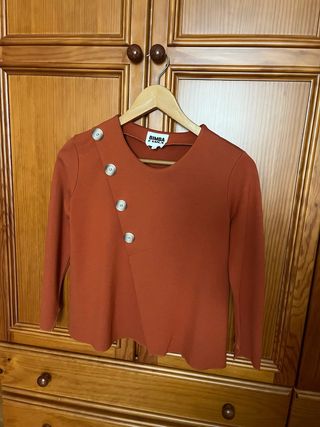 Blusa Bimba y Lola S Naranja Botones Asimétricos