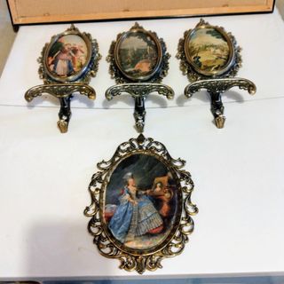 4 Cuadros Antiguos Marcos Metal