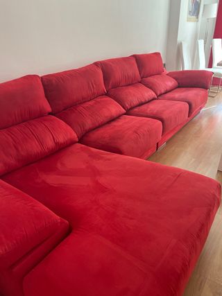Sofá 4 plazas ancho especial rojo