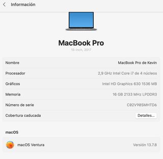 MacBook Pro 15 Intel Core i7 4 núcleos 2017