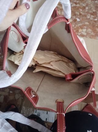Bolso Polene Rojo Piel
