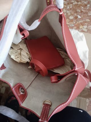 Bolso Polene Rojo Piel