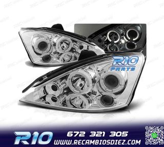 FAROS PARA FORD FOCUS I FACELIFT 01-04 OJOS ANGEL CROMO
