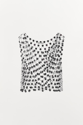 Top Metálico Joyas Plata Zara Talla Única