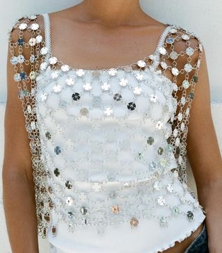 Top Metálico Joyas Plata Zara Talla Única