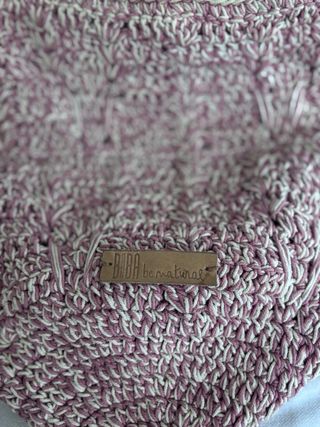 Bolso Biba tejido rosa y beige
