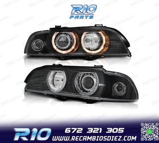 FAROS BMW E39 95-00 OJOS ANGEL HALOGENO FONDO NEGRO