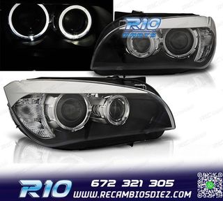 FAROS BMW X1 09- OJOS ANGEL LED FONDO NEGRO