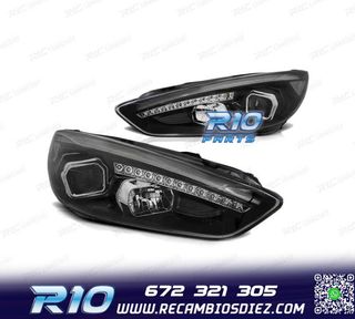 FAROS FORD FOCUS MK3 15-18 LED TRU DRL NEGROS