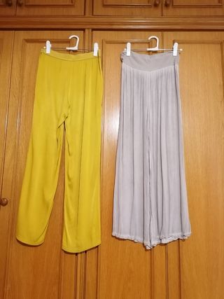 Pantalones anchos amarillos y grises a 5€ cada uno