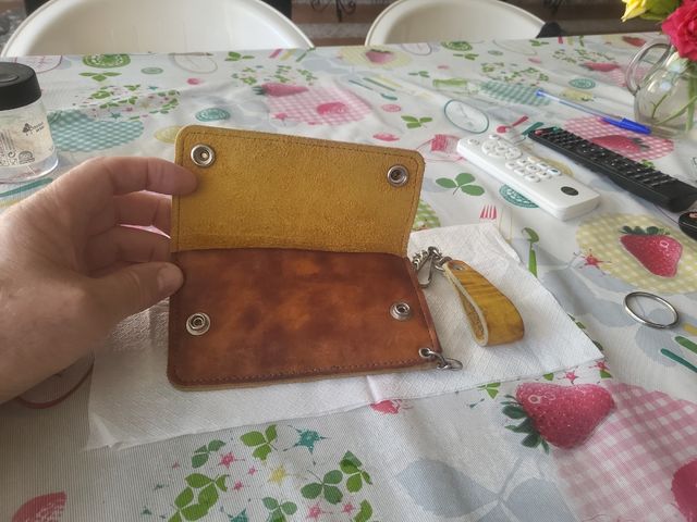 Billetera Harley-Davidson Cuero Marrón y Amarillo