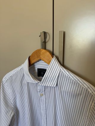 Camisa Scalpers (41/L)Blanca Rayas Azules