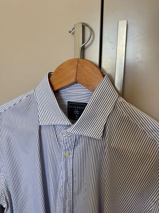 Camisa Scalpers (41/L) Blanca Rayas Azules