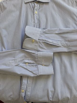 Camisa Scalpers (41/L) Blanca Rayas Azules